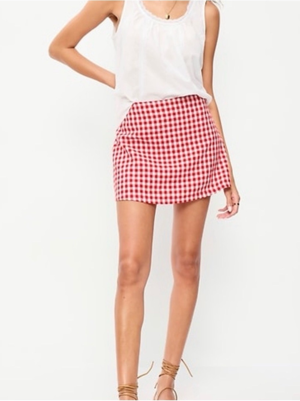 Red Gingham Micro Skort